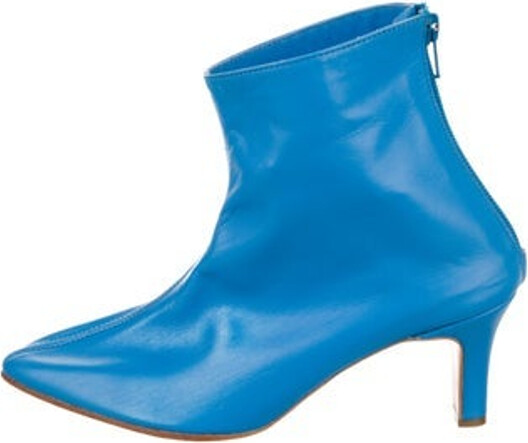 Martiniano Leather Mules Blue Semi-Pointed Toes Unfortunately due to restrictions this item may not be eligible for shipping in all areas.