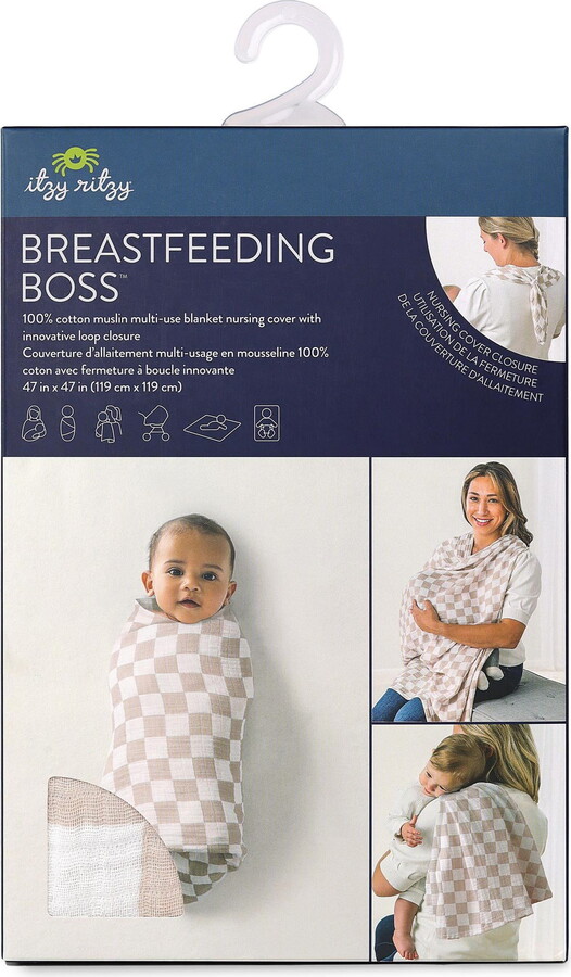 Itzy Ritzy Breastfeeding Boss Taupe Checkerboard Multi Use Cover