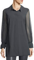Thumbnail for your product : Chiara Boni La Petite Robe Cesarina Semisheer Long-Sleeve Illusion Jersey Blouse