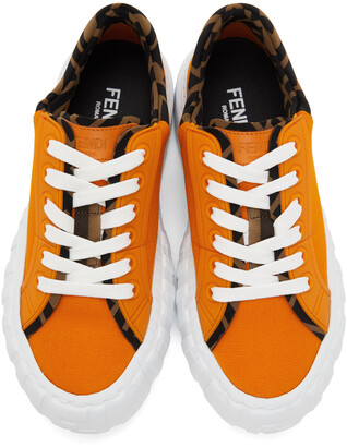 Fendi Orange 'Forever Fendi' Trim Sneakers