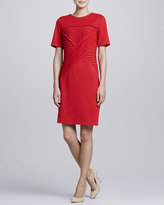 Thumbnail for your product : Bigio Collection Short-Sleeve Pintucked Ponte Dress