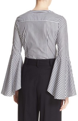 Milly Women's 'Ruthie' Stripe Cotton Bell Sleeve Blouse