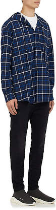 Balenciaga Men's Plaid Cotton Flannel Hooded Shirt