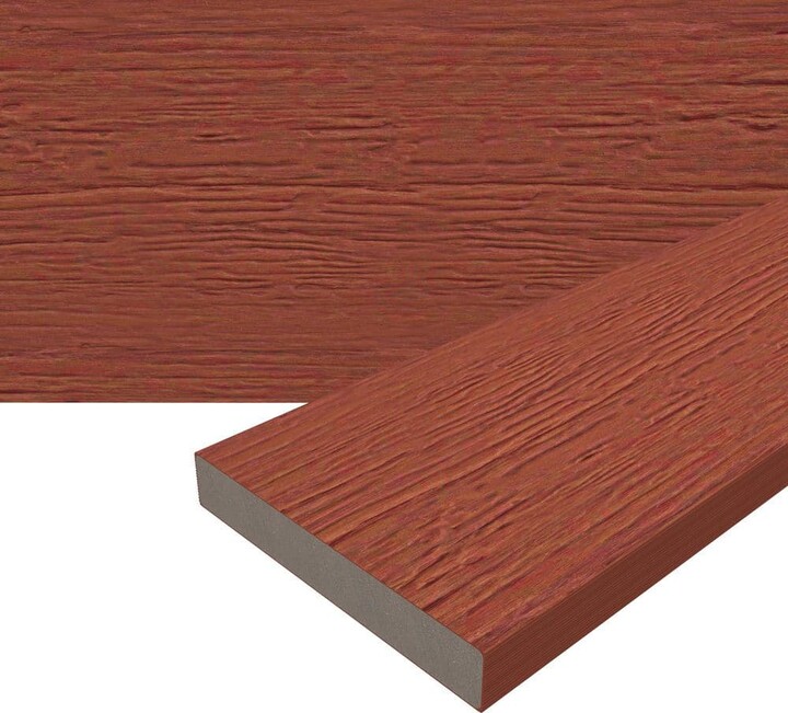 NewTechWood Cortes Plus 0.88 in. x 5.43 in. x 1 ft. Rustic and Wood Grain Swedish Red Composite Decking Board SAMPLE