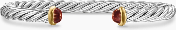 David Yurman Cable Cuff Bracelet in Sterling Silver with 14K Yellow Gold and Red Tiger's Eye | Men's | Size XL