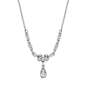 Downton Abbey "Stardust Boxed" Silver Tone Belle Epoch Drop Crystal Accent Pendant Necklace 16"