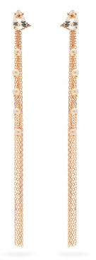 Mizuki Diamond, Topaz & 14kt Gold Fringe Earrings - Pearl