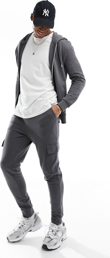 ASOS DESIGN skinny tracksuit with hoodie and skinny cargo jogger - Main Image