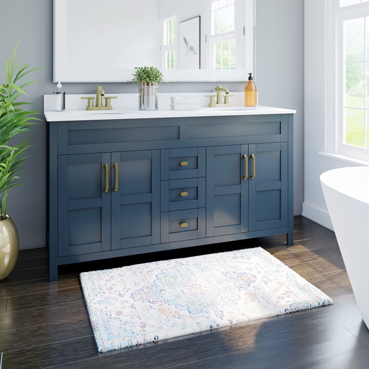 Twin Star Home 60" Double Bathroom Vanity, Franklin Blue