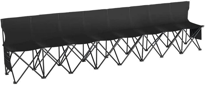 ESILOO 8-Person Folding Bench-Portable Camping Chair w/Backrest, Side Pockets and Carry Bag for Sports, Outdoor Events