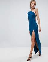 Thumbnail for your product : ASOS Design One Shoulder Long Sleeve Thigh Split Maxi Dress