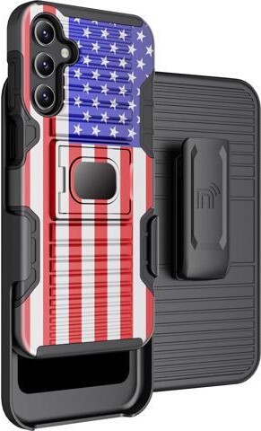Nakedcellphone Rugged Case with Stand Belt Clip Holster Combo Samsung Galaxy A15 5G - USA Flag
