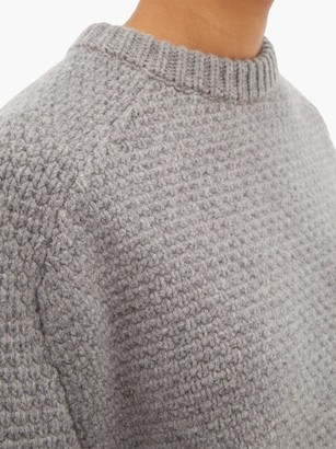 Raey Crew-neck Basketweave Wool Sweater - Grey Marl