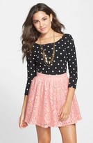 Thumbnail for your product : Frenchi Foil Lace Skater Skirt (Juniors)
