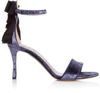 Tabitha Simmons Women's Frances Velvet Ankle Bow High-Heel Sandals