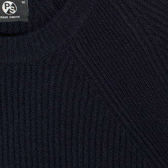 Paul Smith Men's Navy Ribbed Merino Wool Sweater