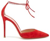 Thumbnail for your product : Gianvito Rossi Crystal-embellished 105 Suede Pumps - Red