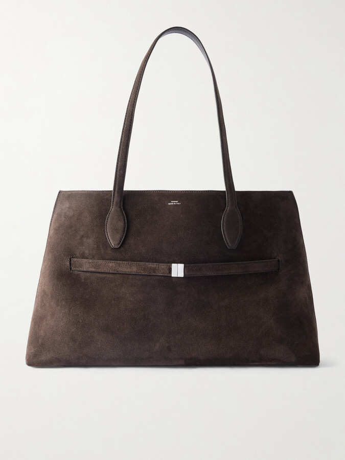 Totême Lounge Large Leather-trimmed Suede Tote - Brown