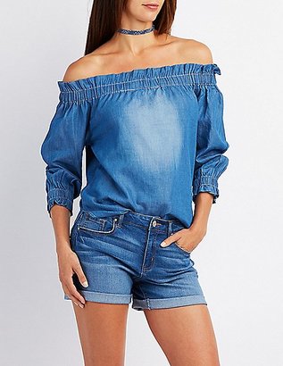 Charlotte Russe Chambray Off-The-Shoulder Top