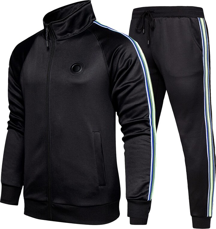 MANLUODANNI Mens Tracksuit Sets Bottoms Full Zip Jogging Gym Suit Jacket with Pockets