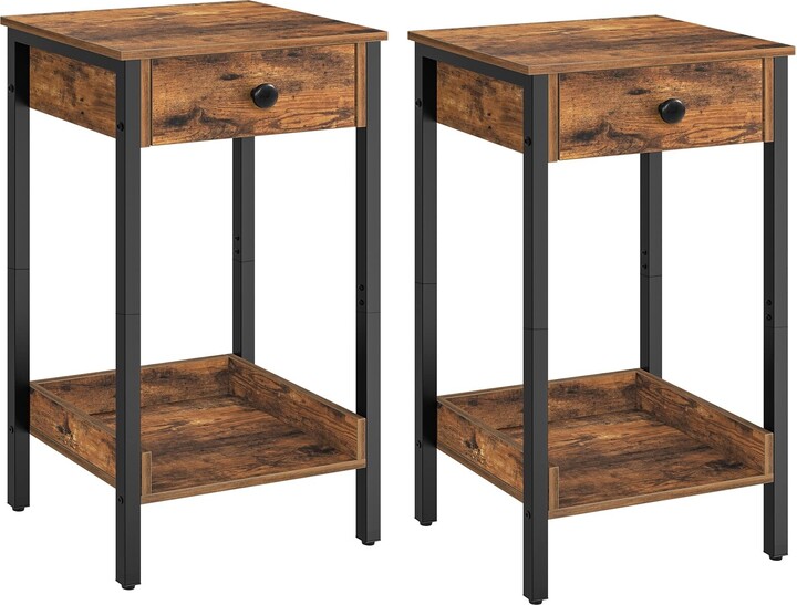 EPOWP Set of 2 Nightstands, End Table, Tall Nightstand with Drawer and