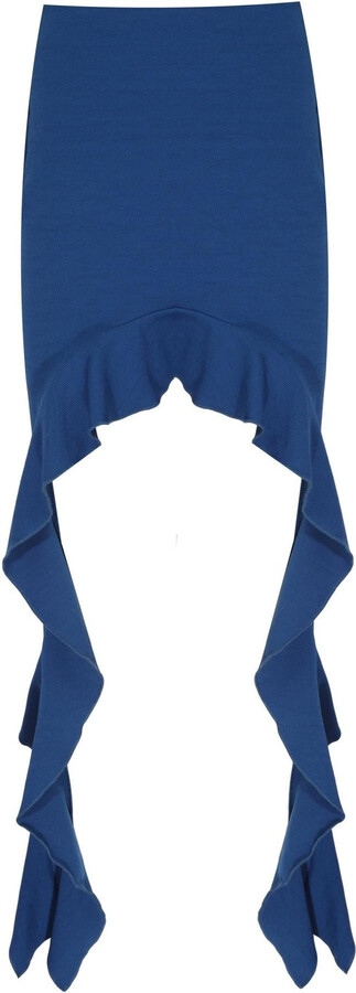 No'design Blue Mini Skirt With Side Ruffled Detail