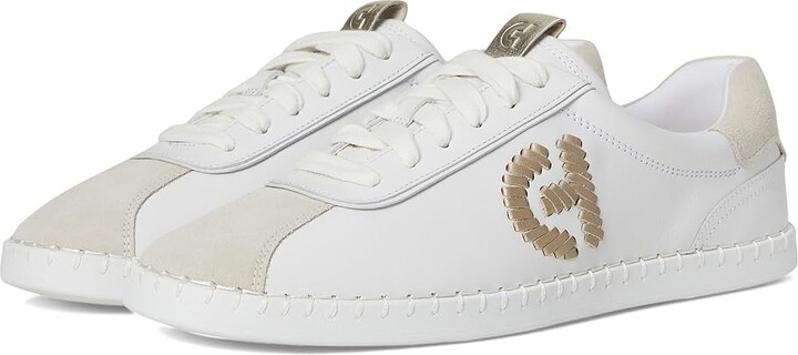 Cole Haan Grandpro Acelia Sneakers Women's Shoes White/Silver Birsuede/Gold/White : 8 B - Medium Leather/Suede/Textile