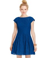 Thumbnail for your product : B. Darlin Juniors' Cap-Sleeve Lace Dress