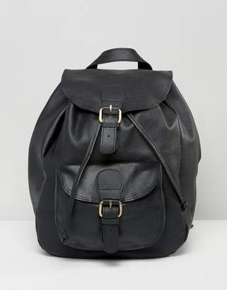 ASOS Design Leather Front Pocket Backpack