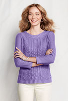 Thumbnail for your product : Lands' End Women's Tall 3/4-sleeve Lofty Cotton Cable Trim Crewneck