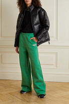 Thumbnail for your product : Rotate by Birger Christensen Danica Embroidered Organic Cotton-jersey Track Pants - Green