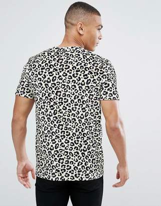 ASOS DESIGN T-Shirt In Velour All Over Leopard Print
