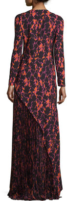 J. Mendel Ikat Printed Pleated-Inset Gown