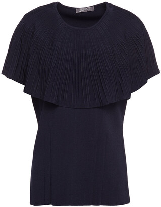 Lela Rose Layered pleated knitted top