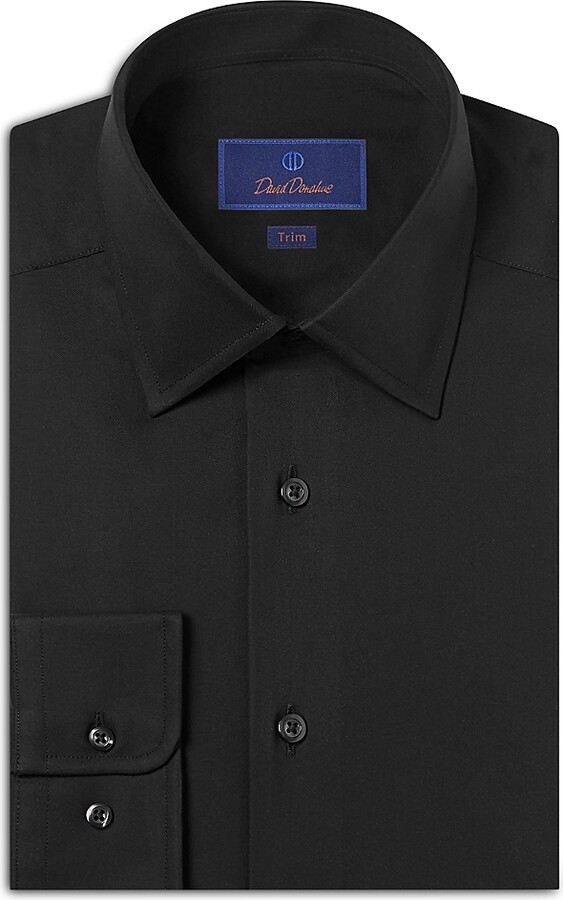 David Donahue Trim Fit Super Fine Twill Dress Shirt
