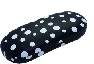 Goopticians Polka Dot Glasses Case Ladies Secure Spectacle Case Hard Protective (Black)