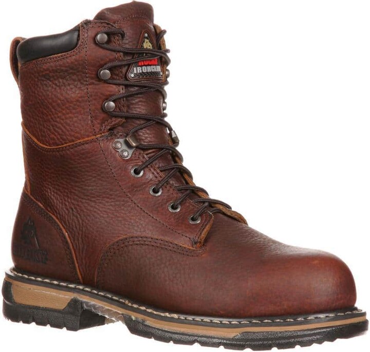 Rocky Men's IronClad Waterproof 8 inch Lace Up Work Boots - Steel Toe - Brown 11(M)
