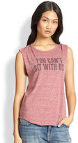 Thumbnail for your product : Feel The Piece You Can't Sit With Us" Cut-Off Tank Top