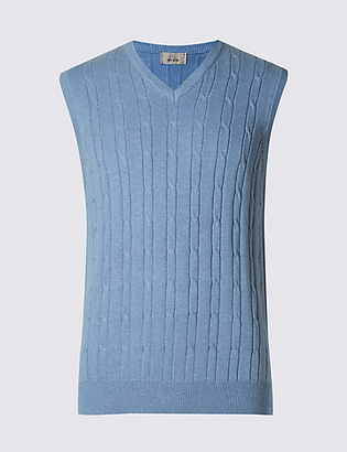 M&S Collection Pure Cotton Textured Slipover Jumper