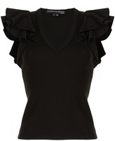 Thumbnail for your product : Veronica Beard Cathie ruffled V-neck T-shirt