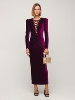 Thumbnail for your product : Alessandra Rich Viscose & Silk Velvet Lace-up Long Dress