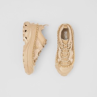 Burberry Chain Detail Suede and Leather Arthur Sneakers