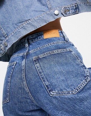 Monki Liv cotton long denim shorts in blue - MBLUE - ShopStyle