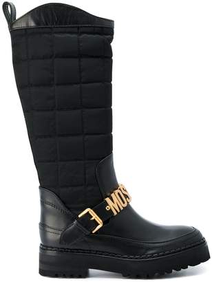 Moschino logo buckle boots