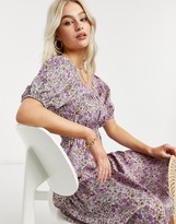 Thumbnail for your product : Influence Plus Influence Petite puff-sleeved midi dress in lilac floral