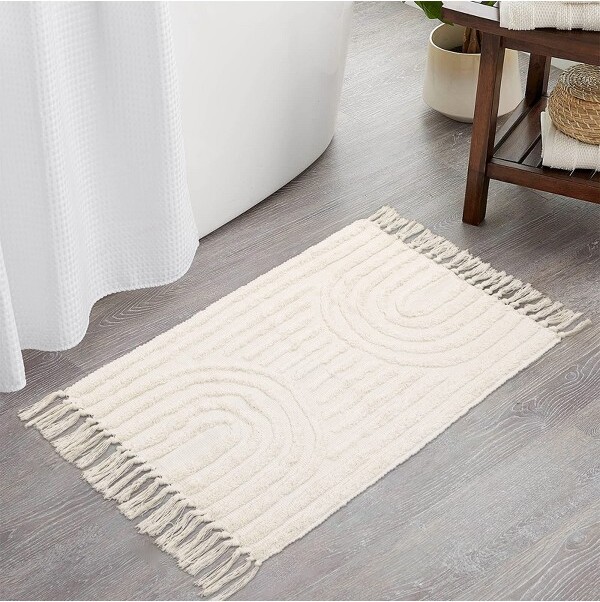 Lahome Tufted Bidirectional Rainbow White Floor Mat- 2' * 3'