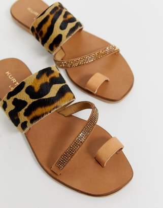 Kurt Geiger London Dawn leopard print mix leather sandal