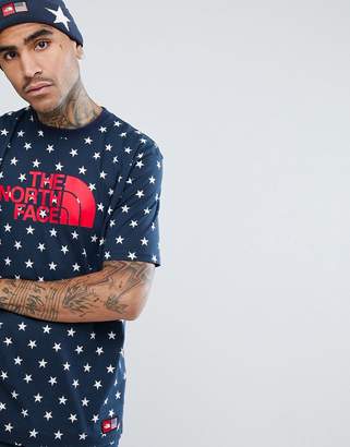 The North Face International Limited Capsule T-Shirt All Over Star Print In Blue