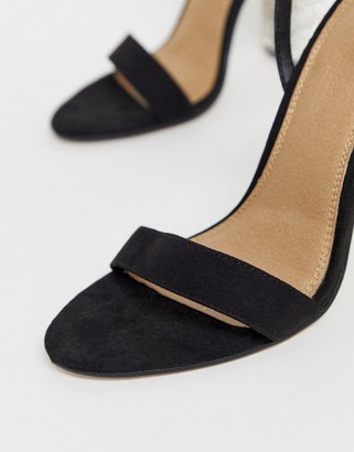 ASOS DESIGN DESIGN Hot Step embellished block heeled sandals in black