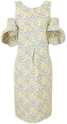 Eudon Choi Yellow Blue Jacquard Kollwitz Dress